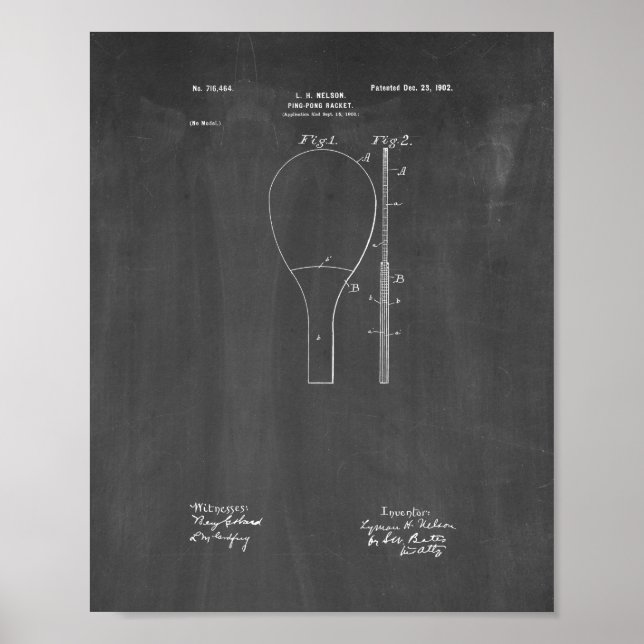 Póster Ping-pong Racket Patent - Chalkboard (Frente)