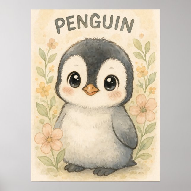 Poster Pinguim Adorável Bebê - Arte Gira para Crianças (Frente)