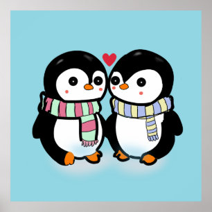 Poster Pinguim Amor de Inverno Personalizado