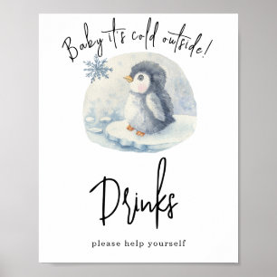 Poster Pinguim aquarela - Bebidas