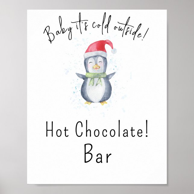 Poster Pinguim - Barra de chocolate quente (Frente)