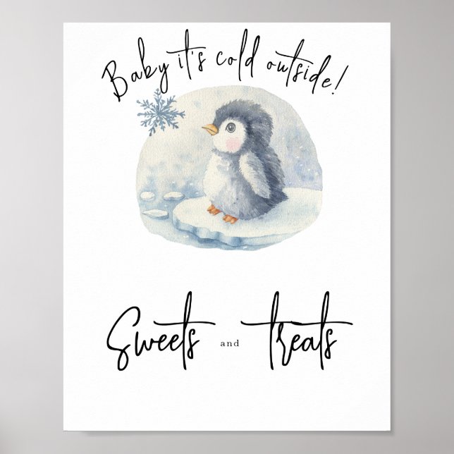 Poster Pinguim bebê na banquisa - Doces e guloseimas (Frente)