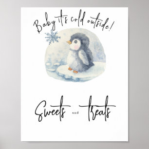 Poster Pinguim bebê no chão - Doces e doces
