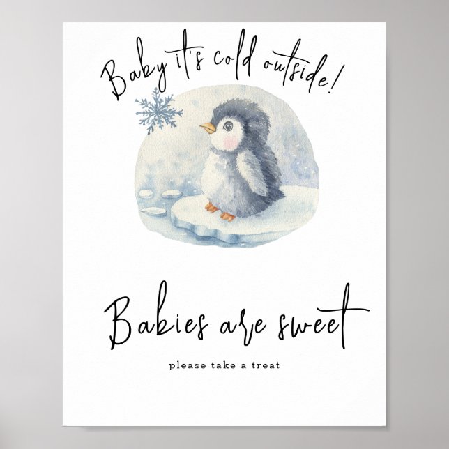 Poster Pinguim - Bebês são doces  (Frente)