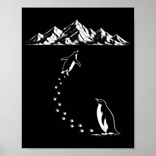 Poster Pinguim caminhando sozinho para montanhas pássaro