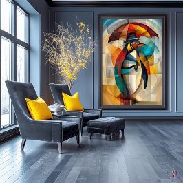 Poster Pinguim charmoso - Docinho Cubista na Chuva