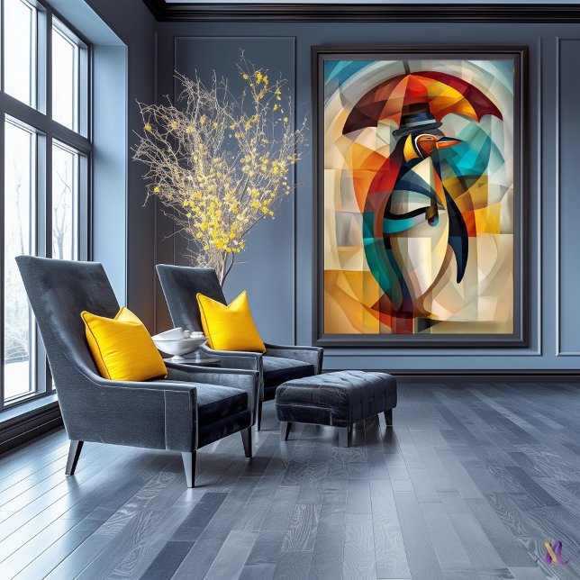 Poster Pinguim charmoso - Docinho Cubista na Chuva (Criador carregado)