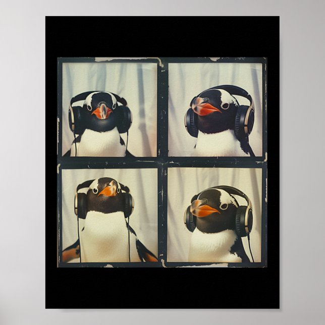Poster Pinguim com defensores do ouvido Autismo Autismo (Frente)