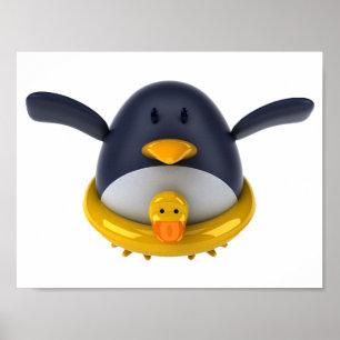 Poster Pinguim Com Pato De Borracha