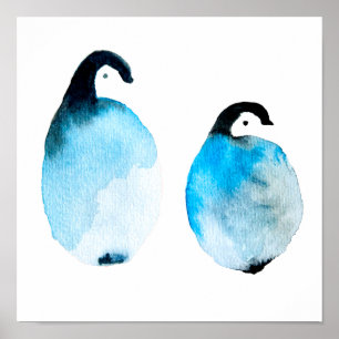 Poster Pinguim cute aquarela