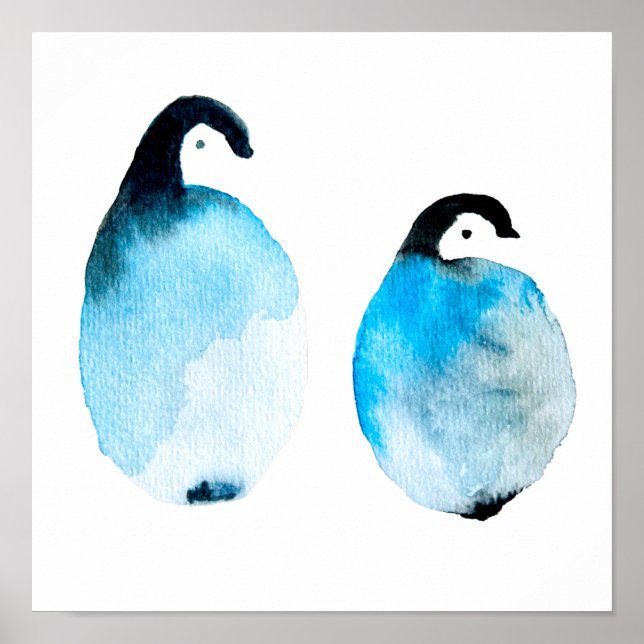 Poster Pinguim cute aquarela (Frente)
