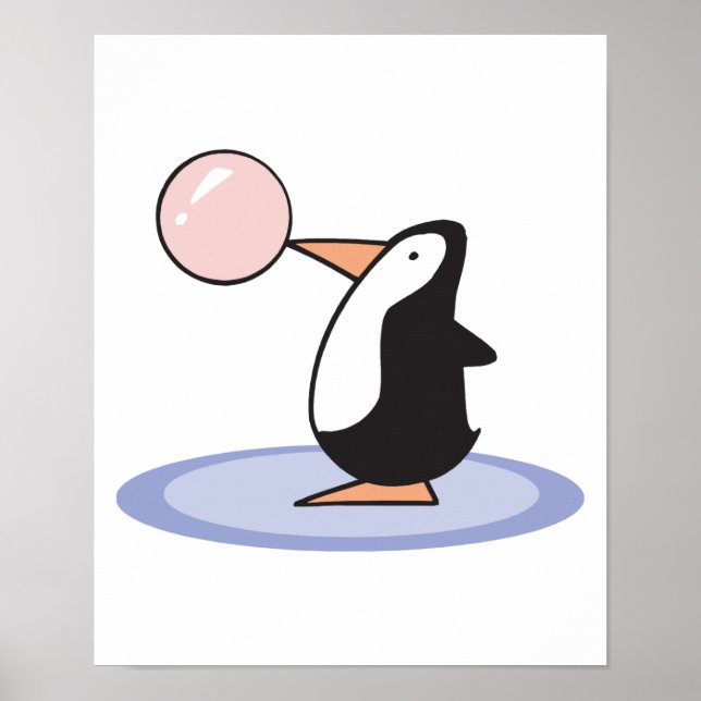 Póster pinguim de pastilha elástica engraçada (Frente)
