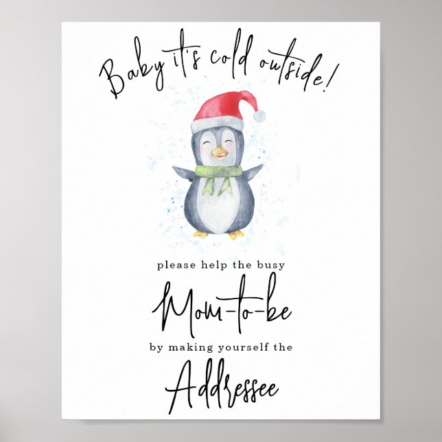 Poster Pinguim - destinatária a futura mamãe (Frente)