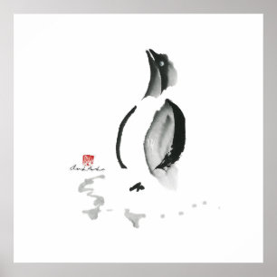Póster Pinguim do Natal, Sumi-e