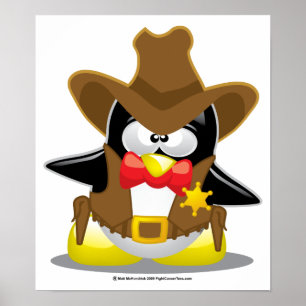 Póster Pinguim do vaqueiro do xerife