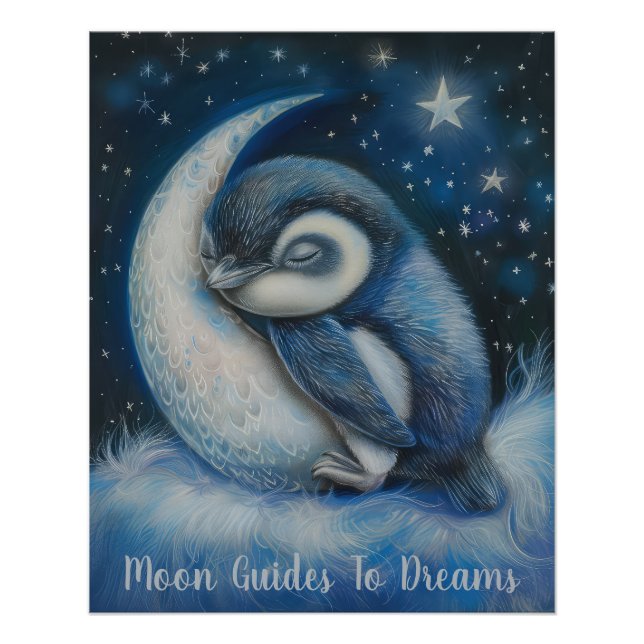 Póster Pinguim dormindo na Lua (Frente)