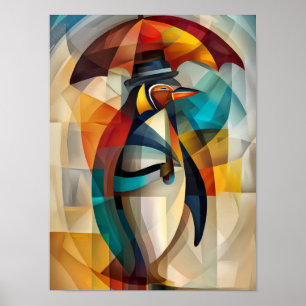 Poster Pinguim Encantador – Dandy Cubista na Chuva