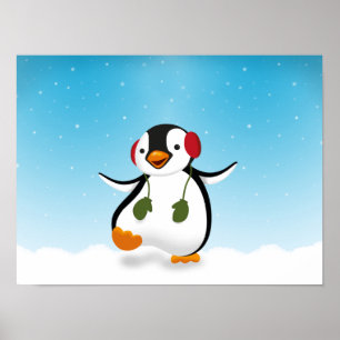 Póster Pinguim engraçado bonito do inverno
