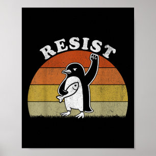 Poster Pinguim Engraçado Resiste Pinguins em Protesto Con