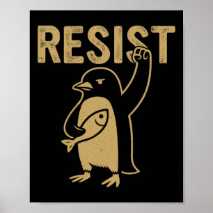 Poster Pinguim Engraçado Resiste Pinguins em Protesto Con