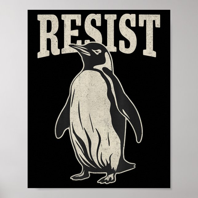Poster Pinguim Engraçado Resiste Pinguins Legal (Frente)