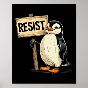 Poster Pinguim Engraçado Resiste Pinguins Legal Resiste 1