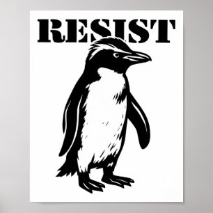 Poster Pinguim engraçado resiste protesto contra tarifas