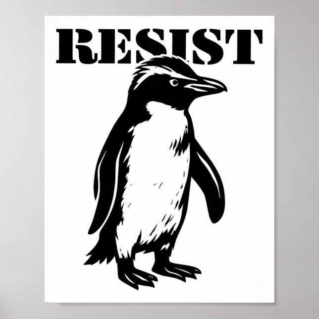 Poster Pinguim engraçado resiste protesto contra tarifas (Frente)