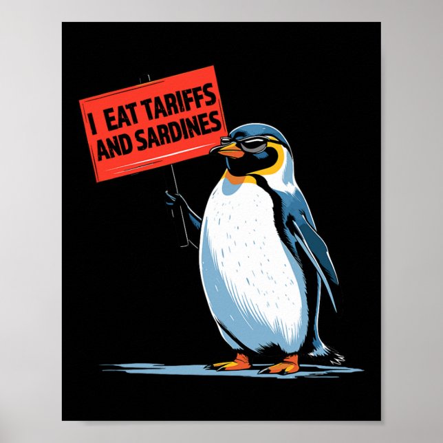 Poster Pinguim Engraçado Tarifa Jogo de Palavras Eu Como  (Frente)