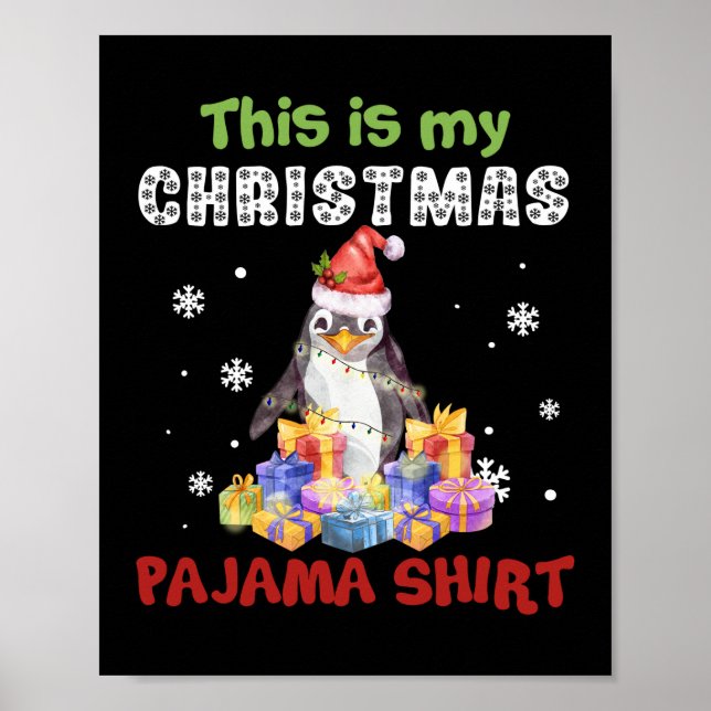 Poster Pinguim Esta É A Minha Camisa De Natal Do Pajama (Frente)