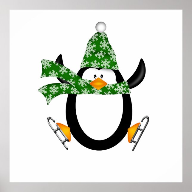 Poster Pinguim-gelo-patinagem com chapéu e Scarf-Bag (Frente)