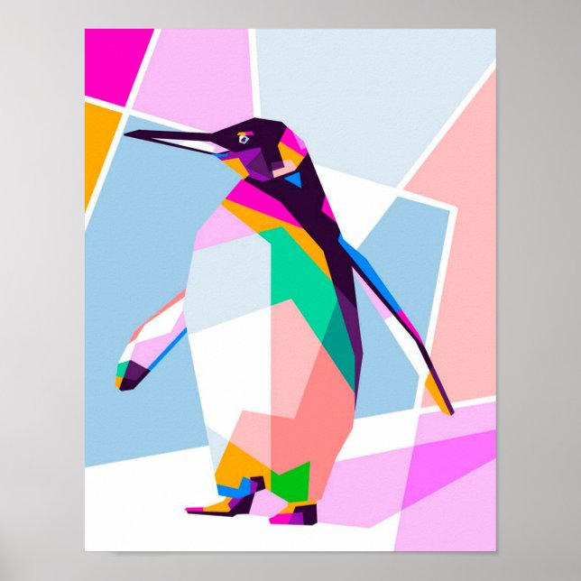 Poster Pinguim - Geométrico | Presente de Arte (Frente)