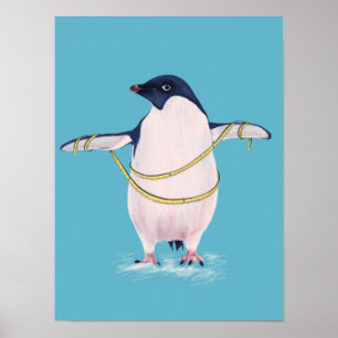 Poster Pinguim gordo engraçado bonito na dieta
