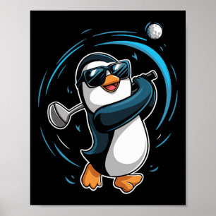 Poster Pinguim Jogando Golfe Esporte Animal Fofo Golfe Pi