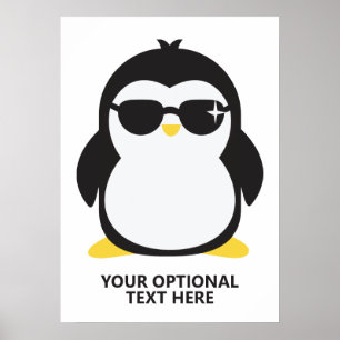 Poster Pinguim legal de texto personalizado