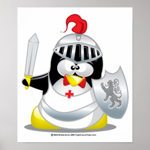 Póster Pinguim medieval do cavaleiro