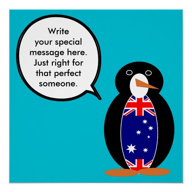Póster Pinguim Ms Falante Australiana Personalizada  (Frente)