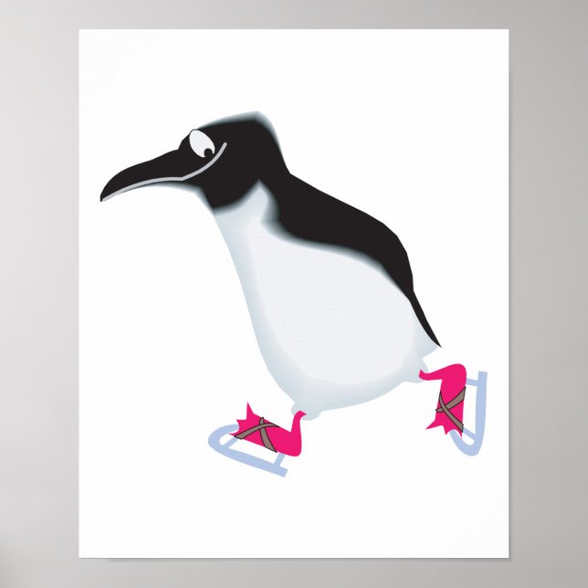 Poster pinguim pateta em iceskates (Frente)