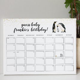 Poster Pinguim pequeno adivinha o jogo do Chá de fraldas 