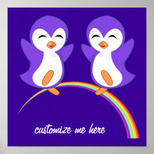 Póster Pinguim Roxo Fofo