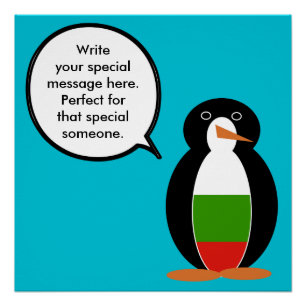 Póster Pinguim Senhora Búlgara Personalizada Falante 