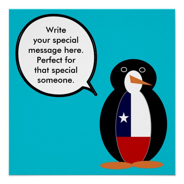 Póster Pinguim Senhora Chilena Personalizada (Frente)