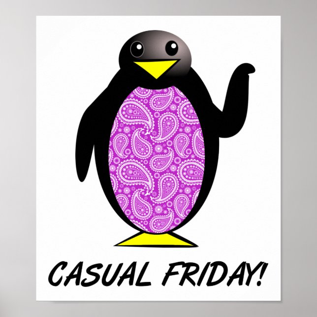 Póster Pinguim Sexta-feira Casual Cartaz Divertido (Frente)