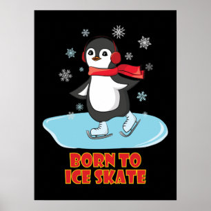 Poster Pinguim Skate De nascer A Gelo