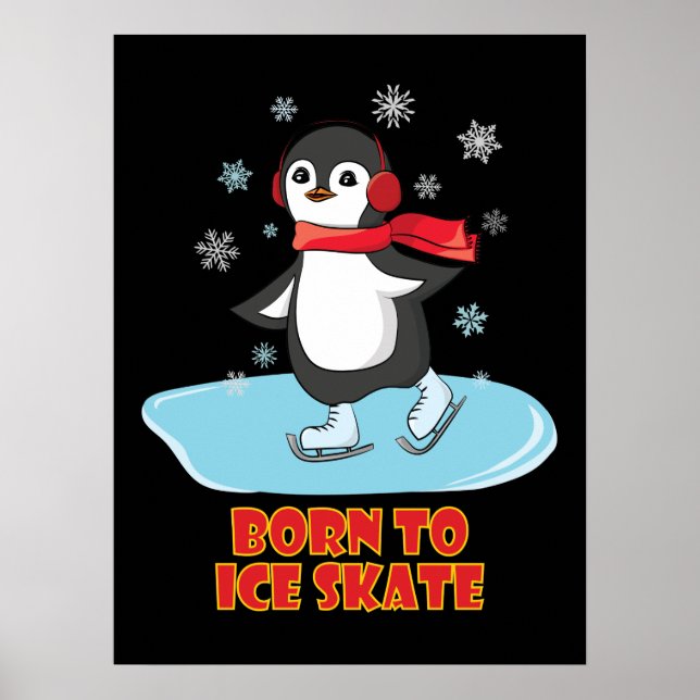Poster Pinguim Skate De nascer A Gelo (Frente)