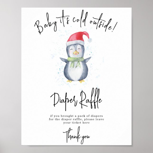 Poster Pinguim - Sorteio de Fraldas (Frente)