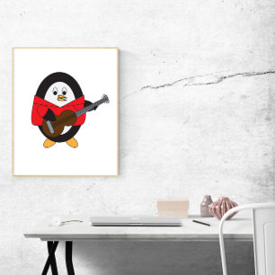 Poster Pinguim tocando guitarra de Cuta