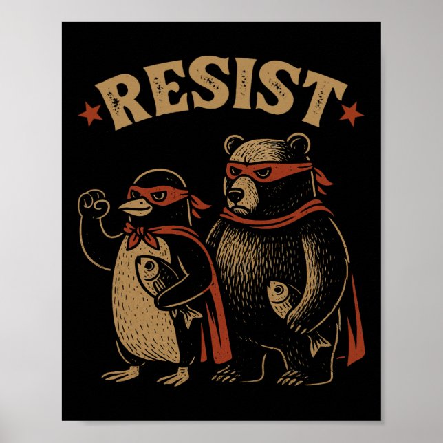 Poster Pinguim Urso Pinguim Para Cima Resiste Pinguins En (Frente)