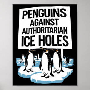 Poster Pinguins Anti-Trump Resiste Contra Autoria I