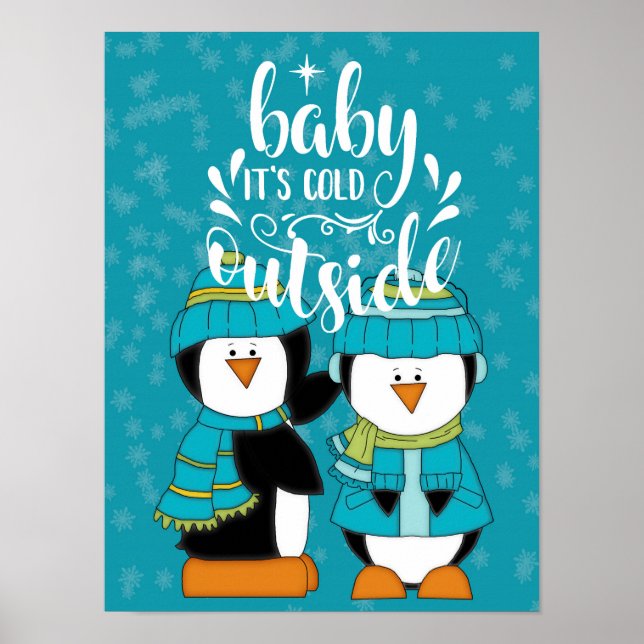 Poster Pinguins Azuis de 'Baby É Frio Lá Fora' (Frente)